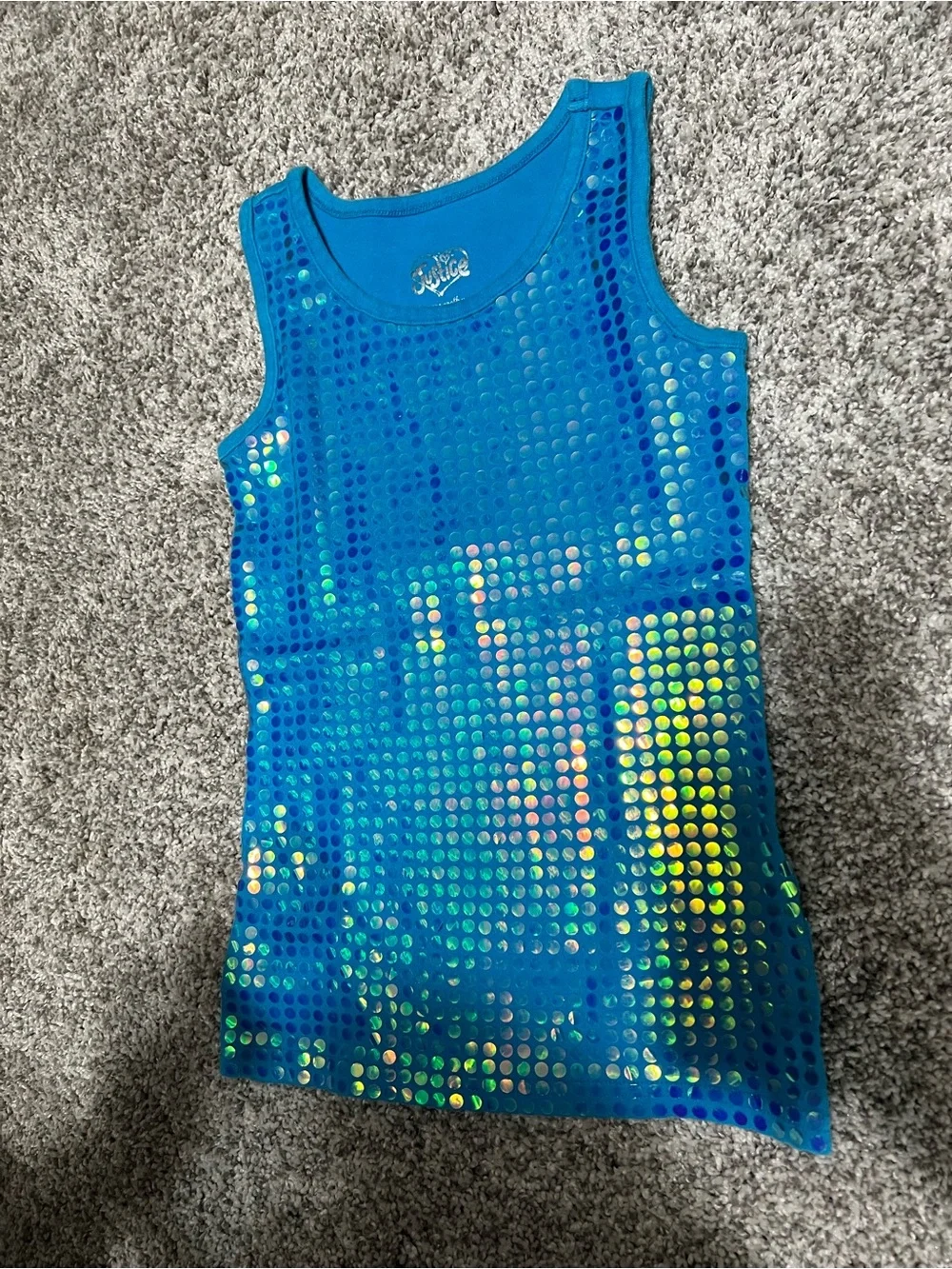 Girls Justice Blue Sequin Tank Top - Kids